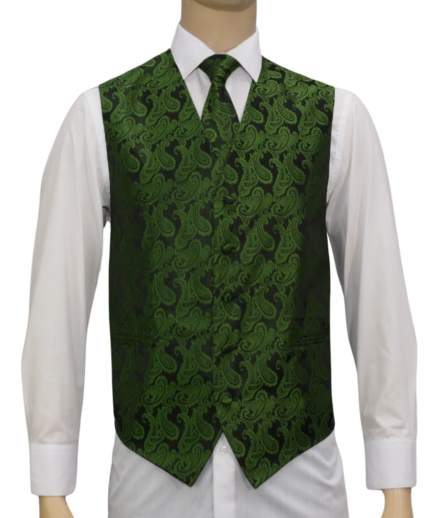 Men's Paisley Formal Tuxedo Vest-Green/Black