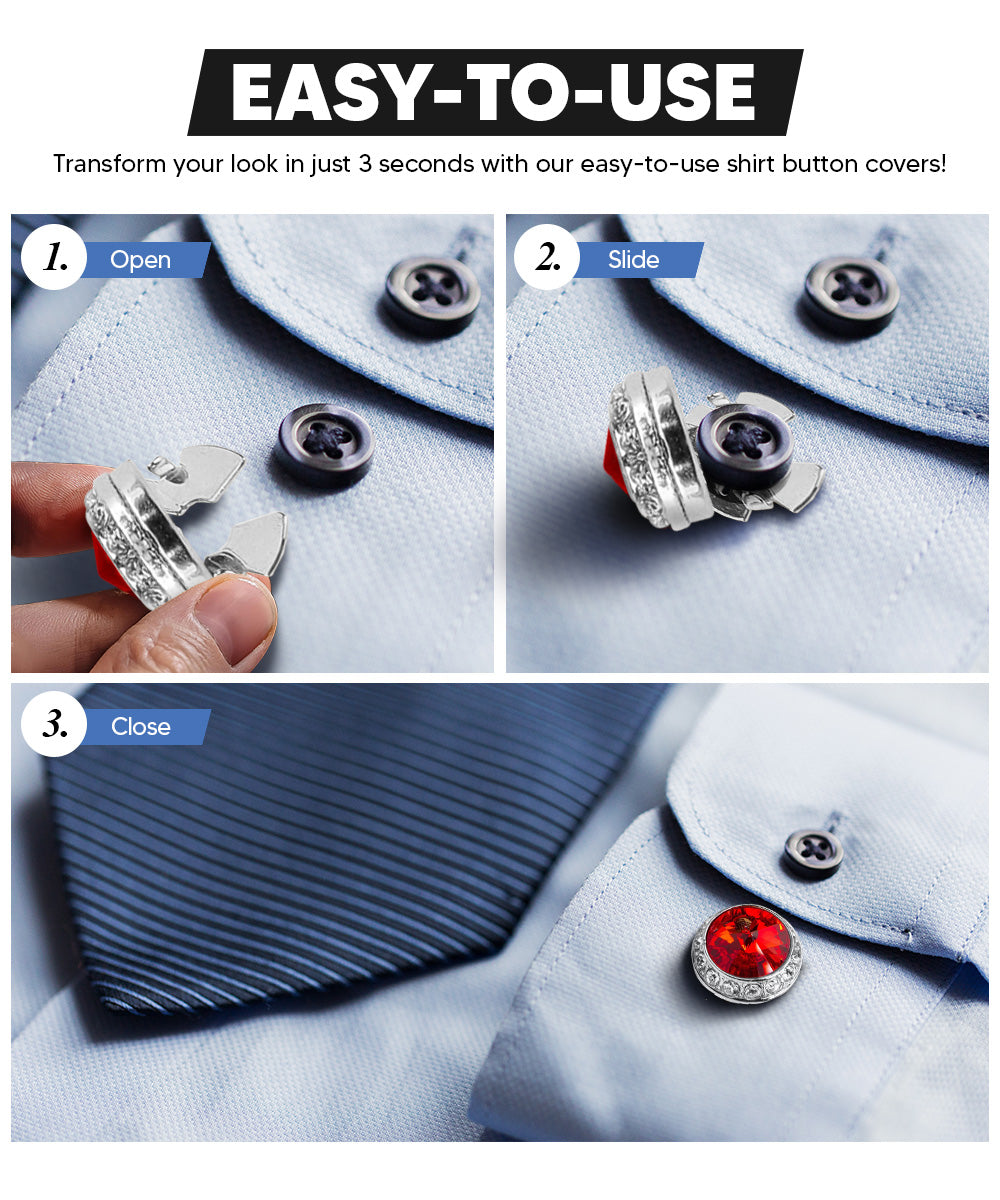 Vittorio Vico Men's Crystal Colorstone Button Cover