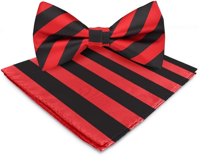 Vittorio Farina Men's Striped Satin Bow Tie & Pocket Square in Gift Box