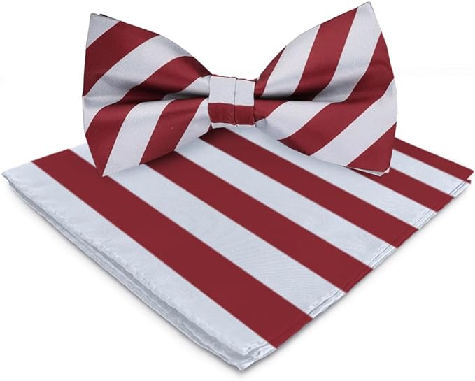 Vittorio Farina Men's Striped Satin Bow Tie & Pocket Square in Gift Box