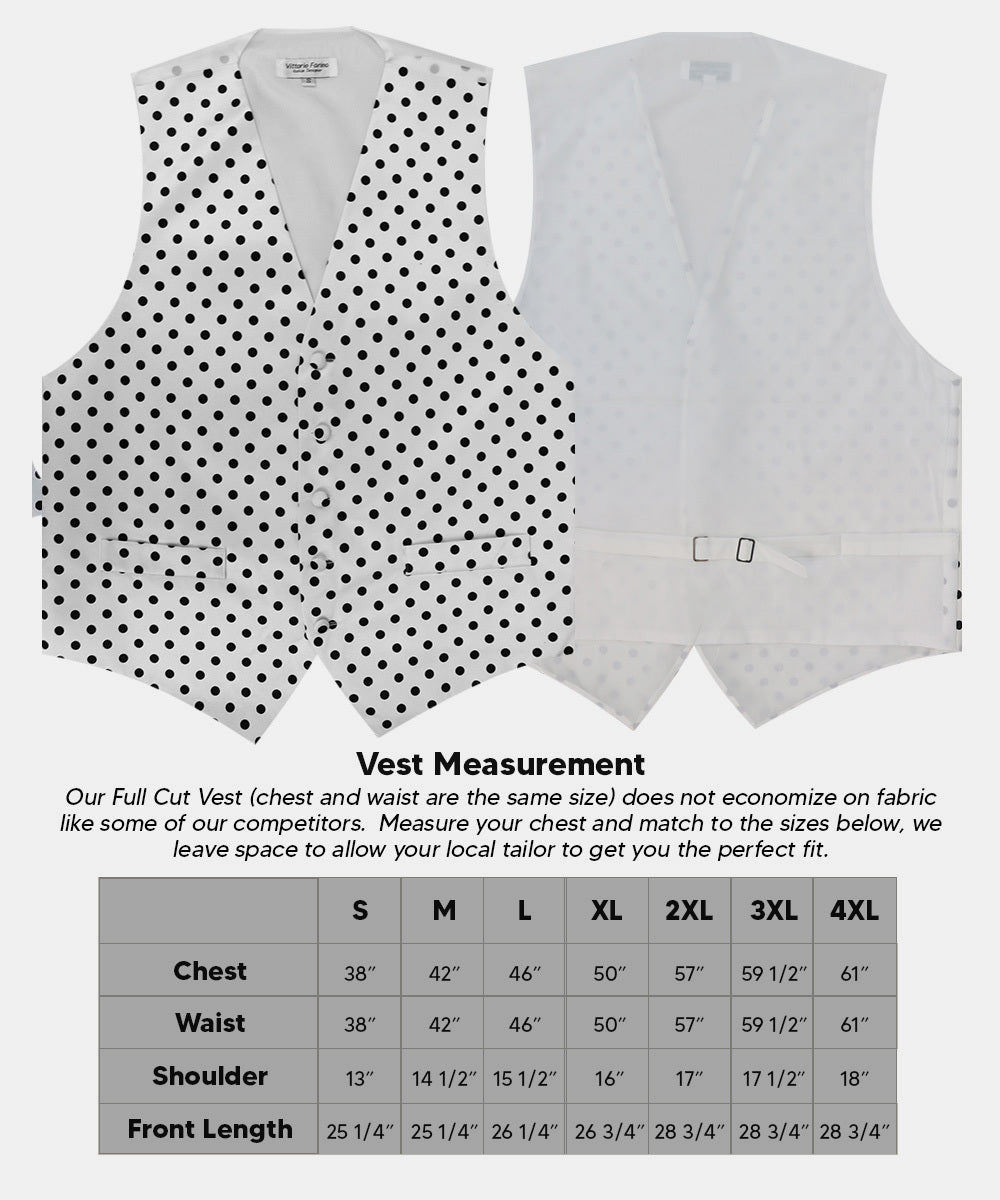 Vittorio Farina Men's White and Black Dot Polka Dot Vest, Necktie, Bow Tie and Pocket Square Set