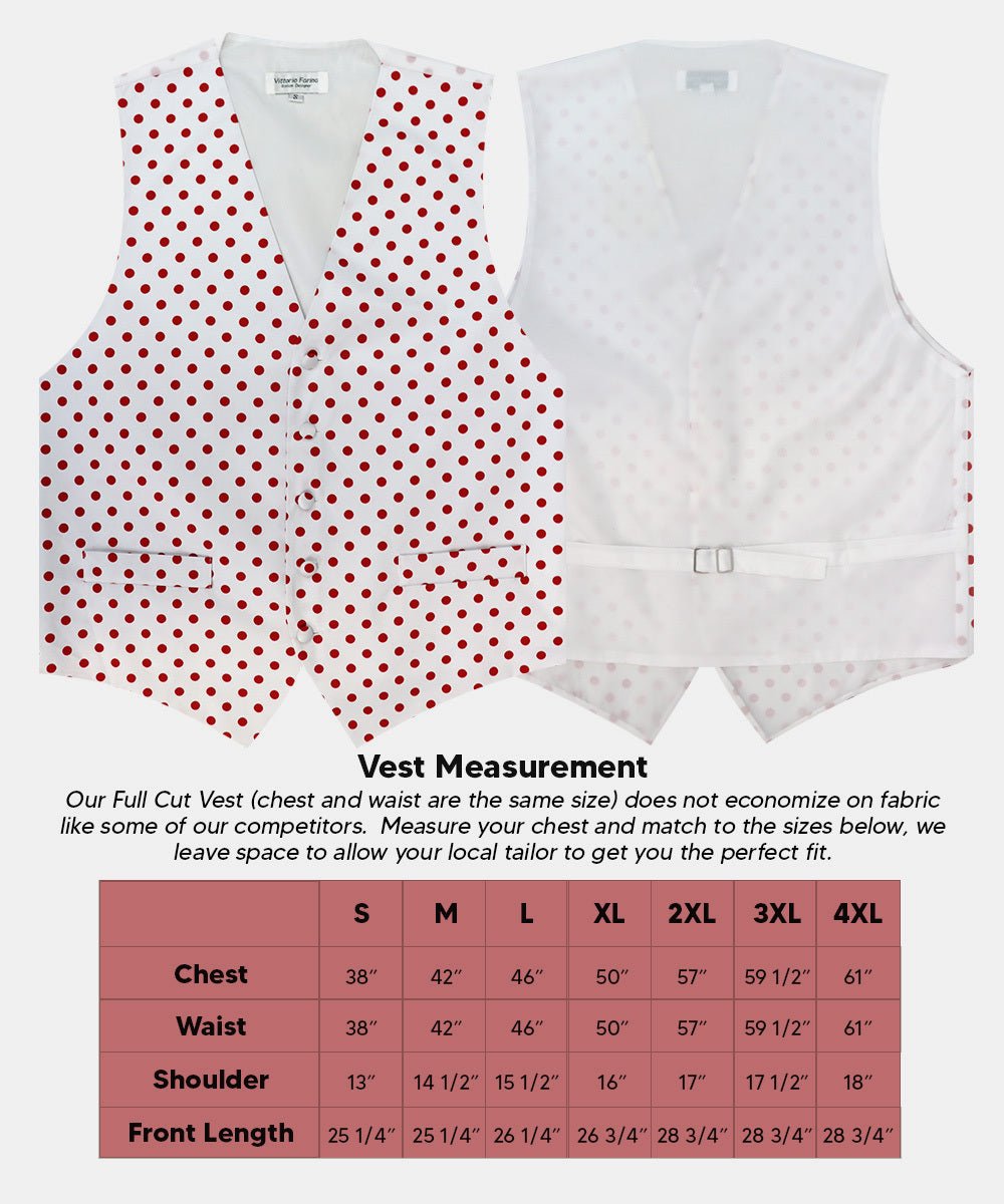 Vittorio Farina Men's White and Black Dot Polka Dot Vest, Necktie, Bow Tie and Pocket Square Set