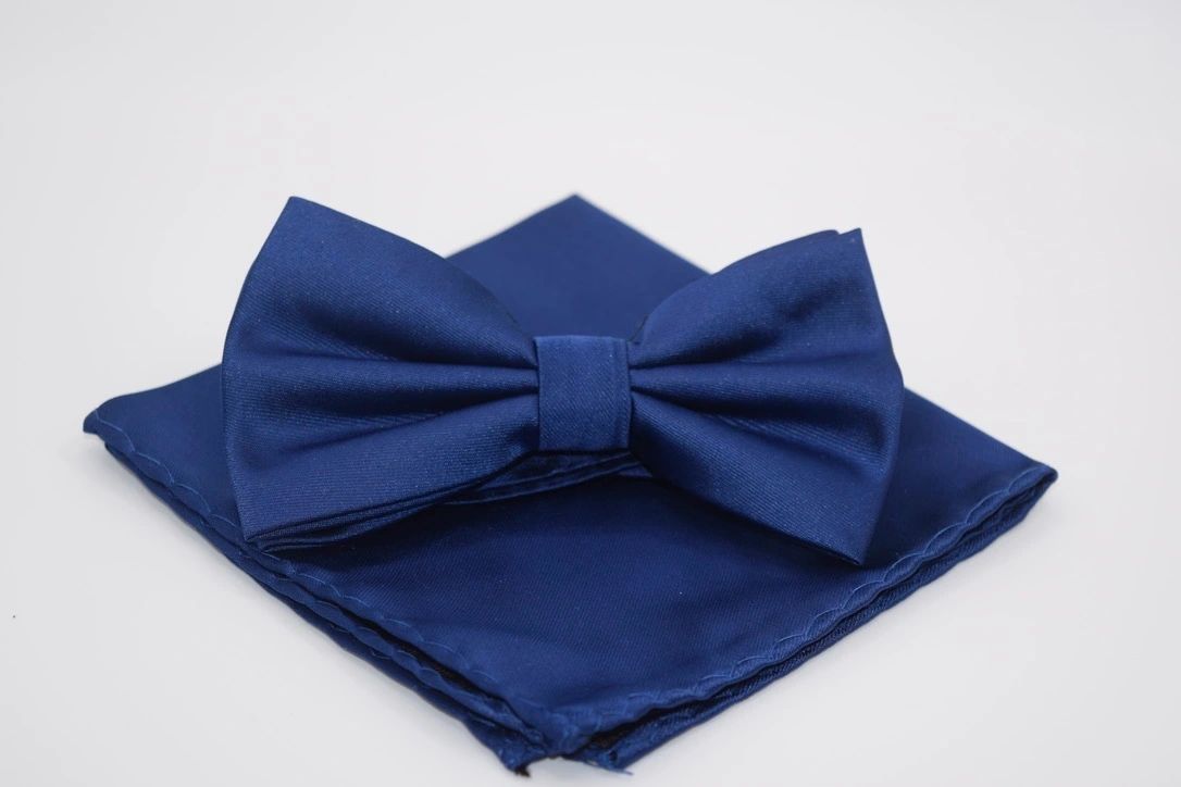 Men's Solid Pre-tied Bowties with Hanky