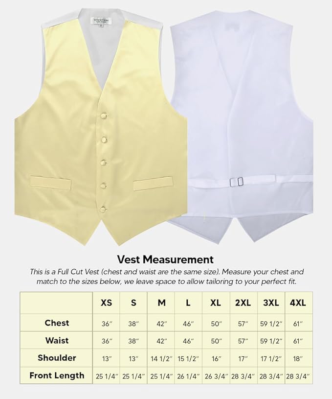 Vittorio Farina Men's Satin Vest, Necktie, Bow Tie and Pocket Square Set (White Back)