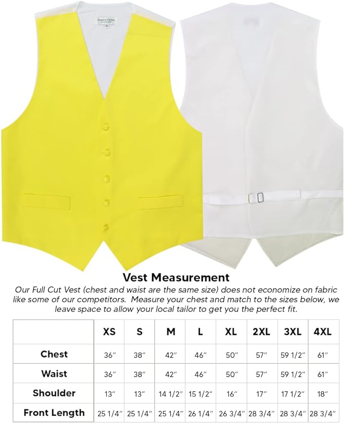 Vittorio Farina Men's Satin Vest, Necktie, Bow Tie and Pocket Square Set (White Back)
