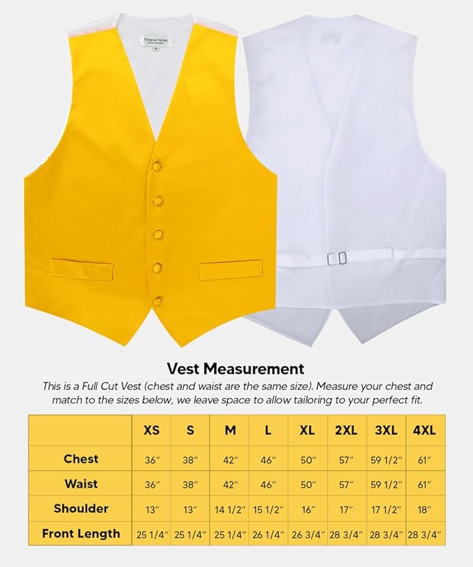 Vittorio Farina Men's Satin Vest, Necktie, Bow Tie and Pocket Square Set (White Back)