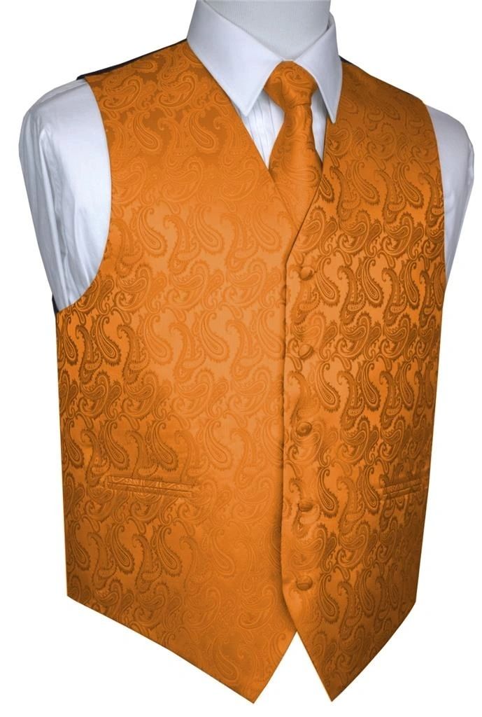 Men's Paisley Formal Tuxedo Vest-Orange