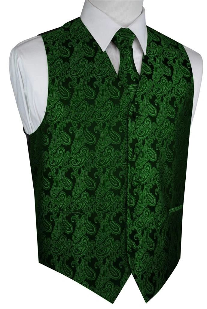 Men's Paisley Formal Tuxedo Vest-Green/Black