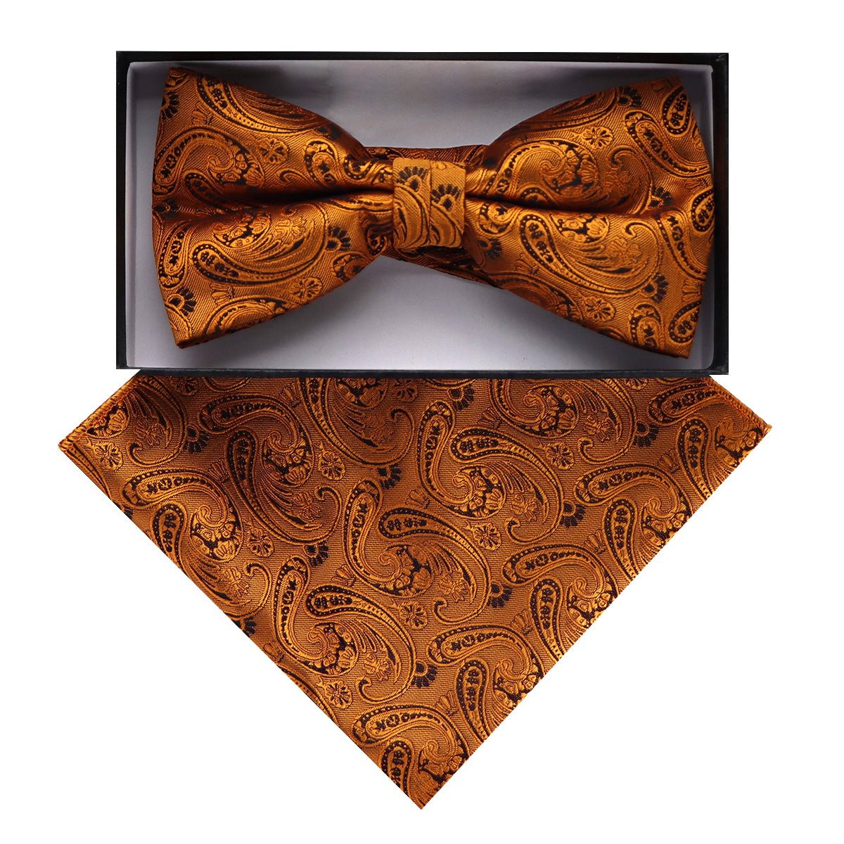 Vittorio Farina Men's Paisley Design Satin Bow Tie & Pocket Square in Gift Box