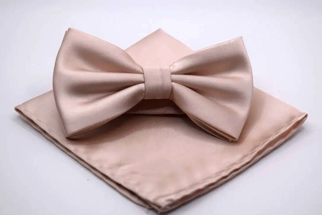 Men's Solid Pre-tied Bowties with Hanky