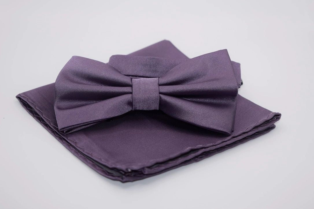 Men's Solid Pre-tied Bowties with Hanky