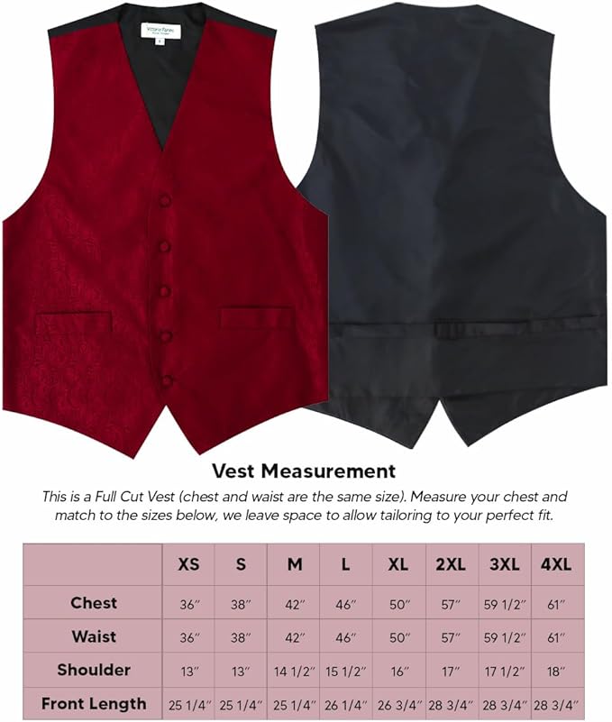 Vittorio Farina Men's Woven Paisley Vest, Necktie, Bow Tie and Pocket Square Set (Black Back)