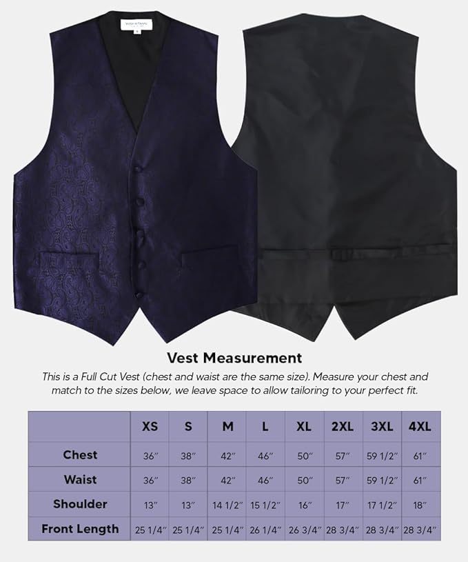 Vittorio Farina Men's Woven Paisley Vest, Necktie, Bow Tie and Pocket Square Set (Black Back)