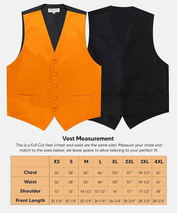 Vittorio Farina Men's Satin Vest, Necktie, Bow Tie and Pocket Square Set (Black Back)