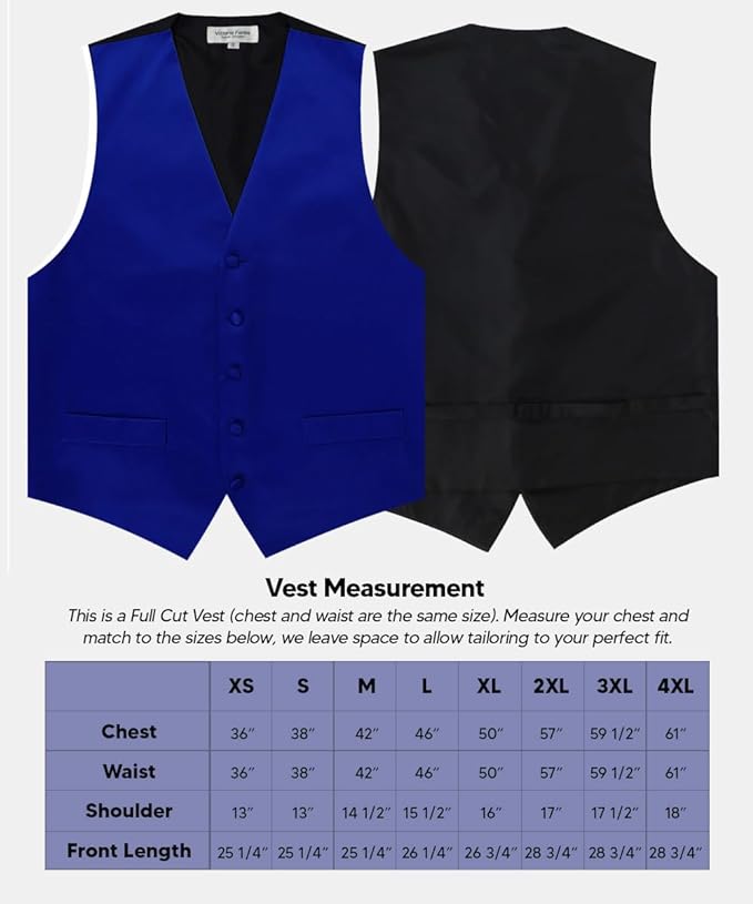 Vittorio Farina Men's Satin Vest, Necktie, Bow Tie and Pocket Square Set (Black Back)