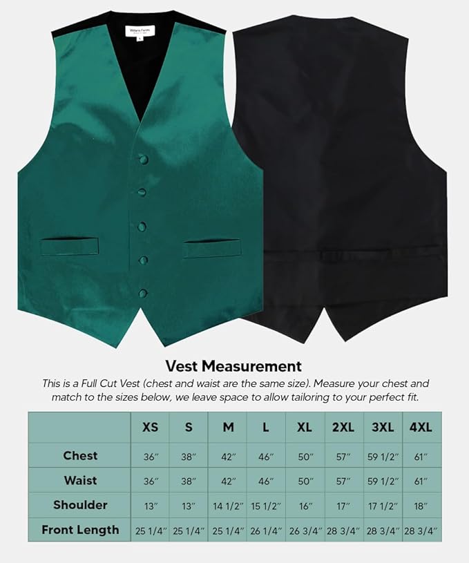 Vittorio Farina Men's Satin Vest, Necktie, Bow Tie and Pocket Square Set (Black Back)