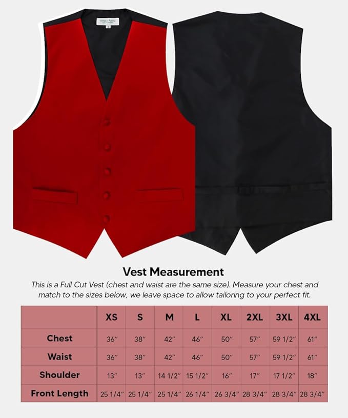 Vittorio Farina Men's Satin Vest, Necktie, Bow Tie and Pocket Square Set (Black Back)