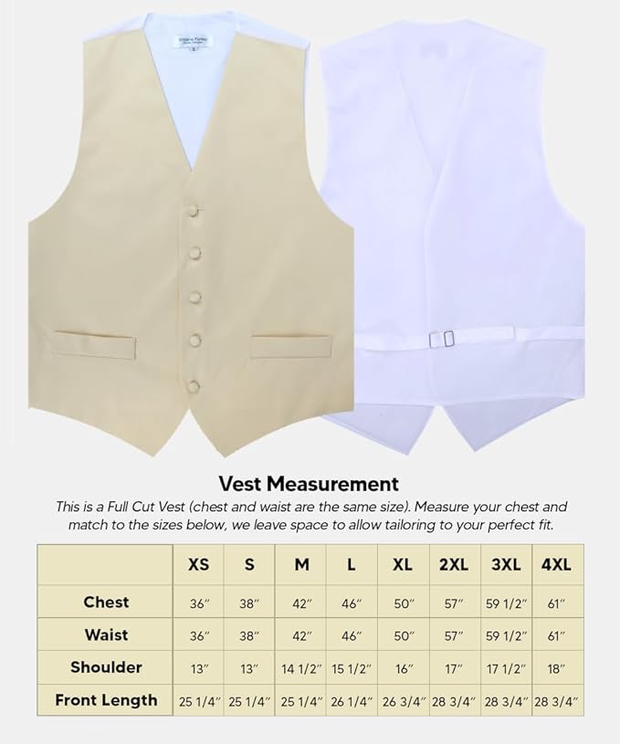 Vittorio Farina Men's Satin Vest, Necktie, Bow Tie and Pocket Square Set (White Back)