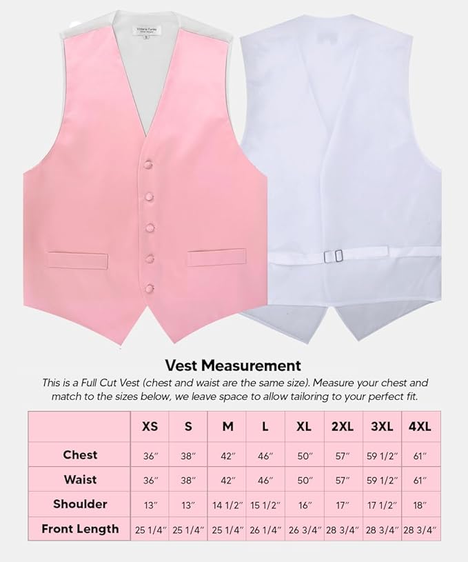 Vittorio Farina Men's Satin Vest, Necktie, Bow Tie and Pocket Square Set (White Back)
