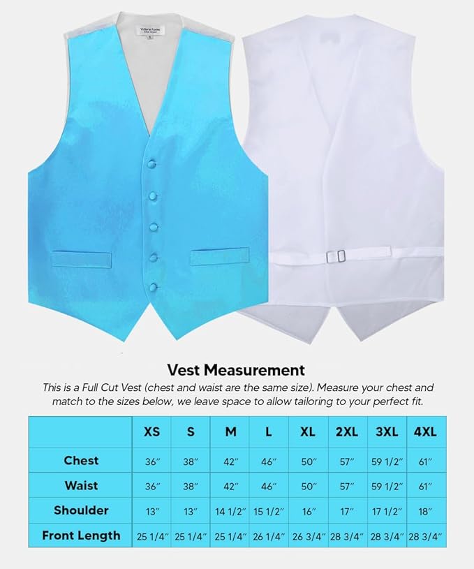 Vittorio Farina Men's Satin Vest, Necktie, Bow Tie and Pocket Square Set (White Back)